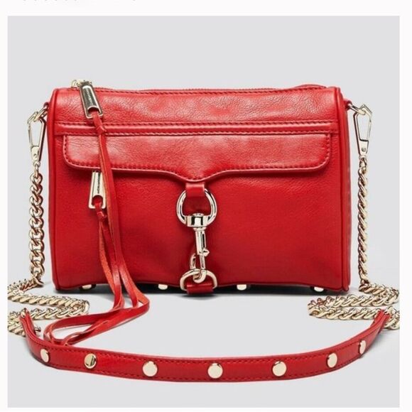 Rebecca Minkoff Mini MAC Leather Crossbody Crimson Red 100% Authentic
